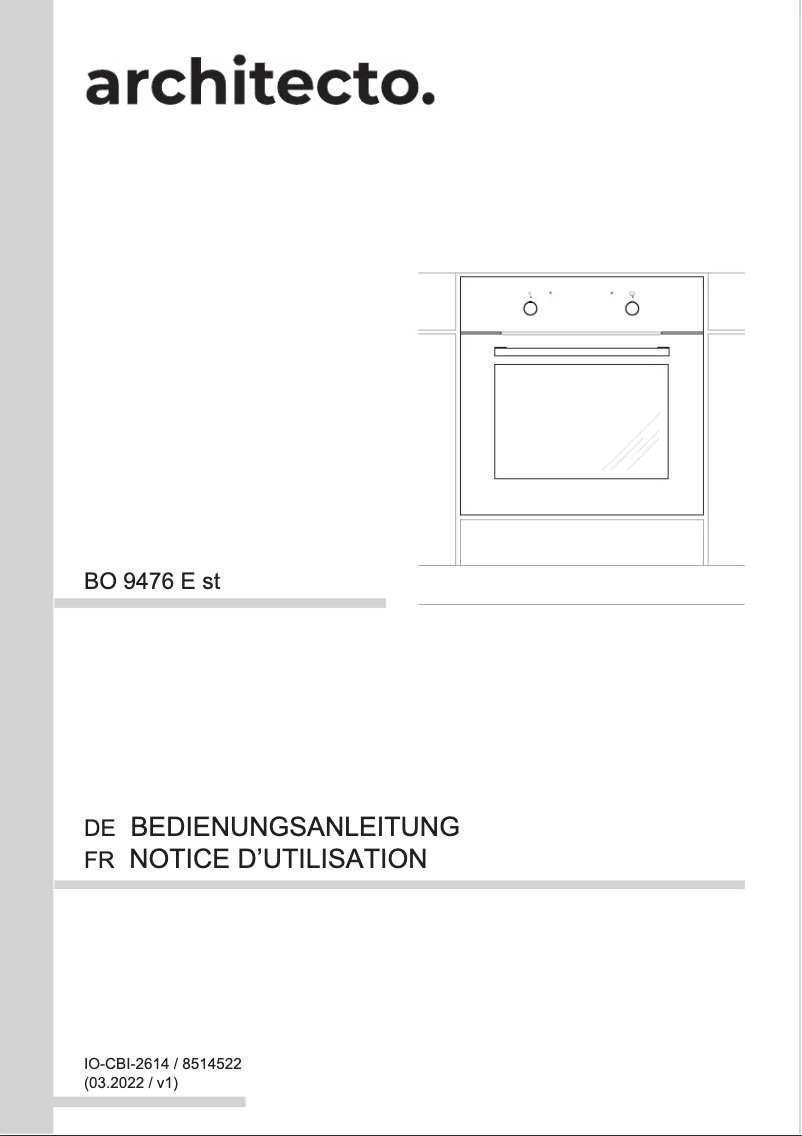 Page 1 de la notice Manuel utilisateur Amica BO 9476 E st
