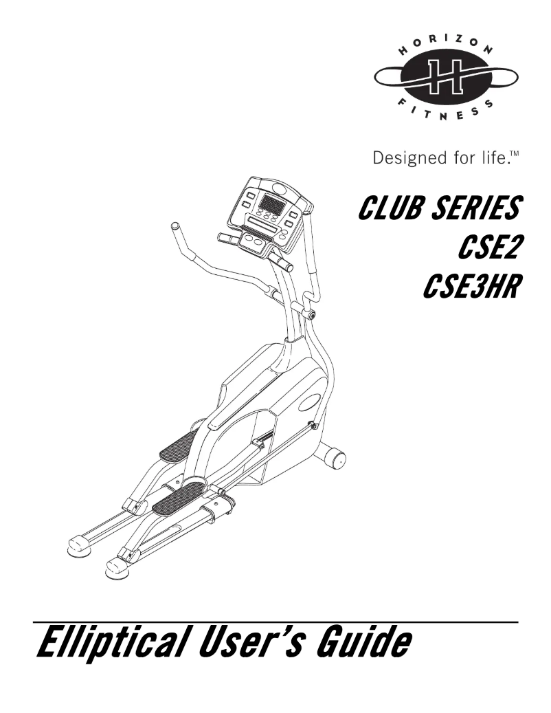 Page n°1 - Manuel utilisateur Horizon Fitness Club CSE2