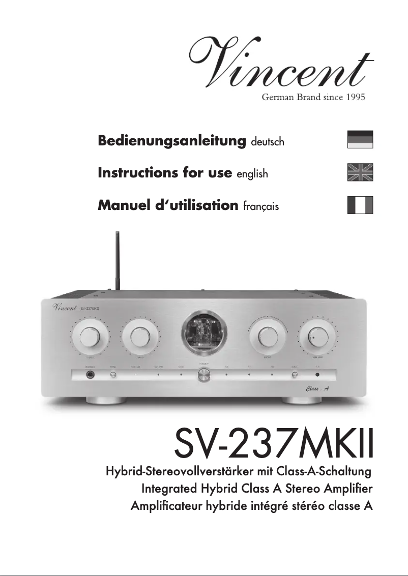 Page n°1 - Manuel utilisateur Vincent SV-237 MKII