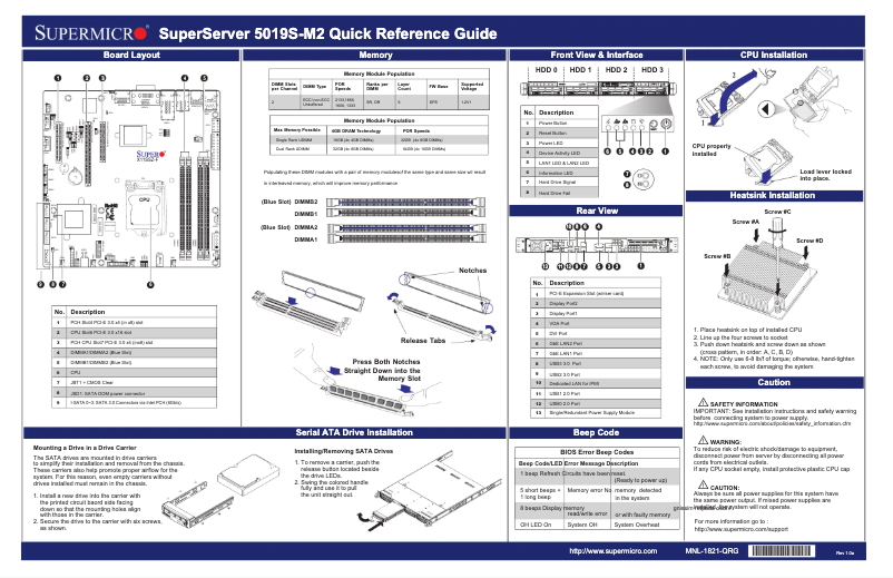 Image de la première page du manuel de l'appareil SuperServer 5019S-M2