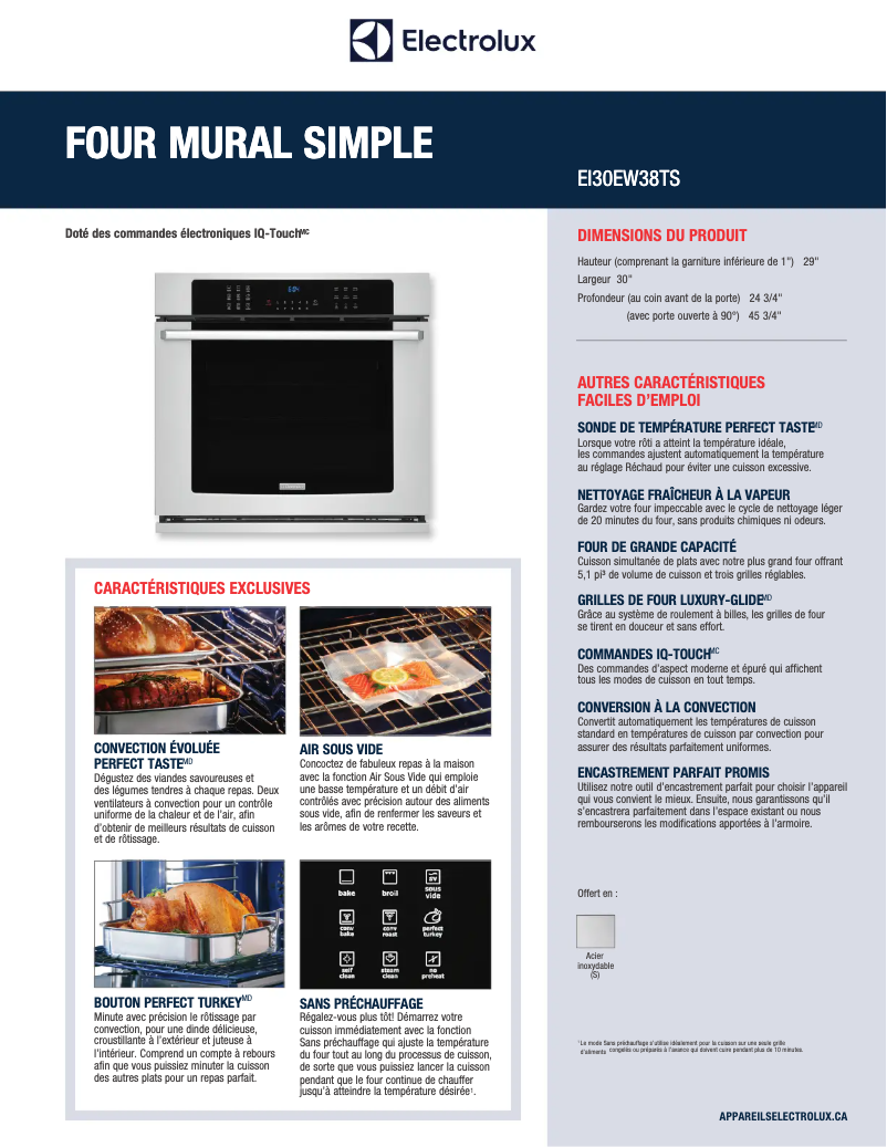 Page n°1 - Fiche technique Electrolux EI30EW38TS