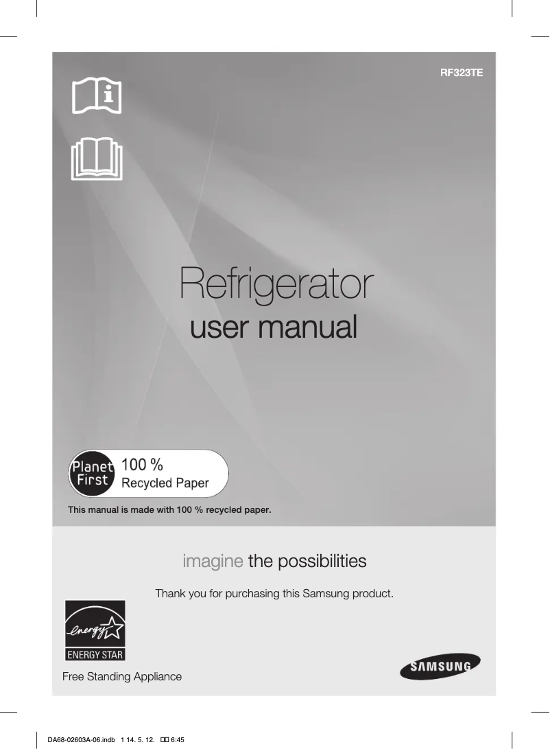Image de la première page du manuel de l'appareil RF323TEDBBC