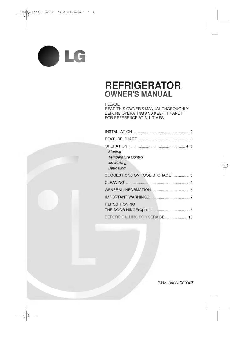 Page n°1 - Manuel utilisateur LG GR-131SVF