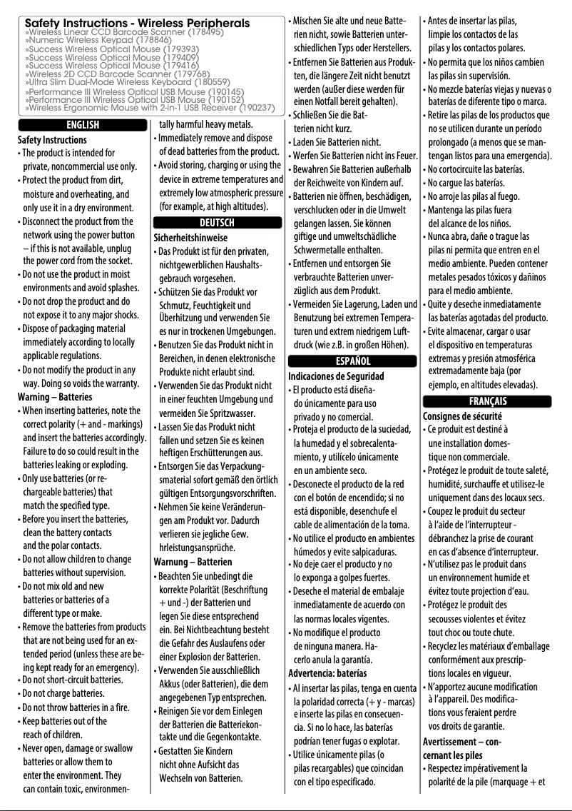 Page 1 de la notice Instructions de sécurité Manhattan 190145