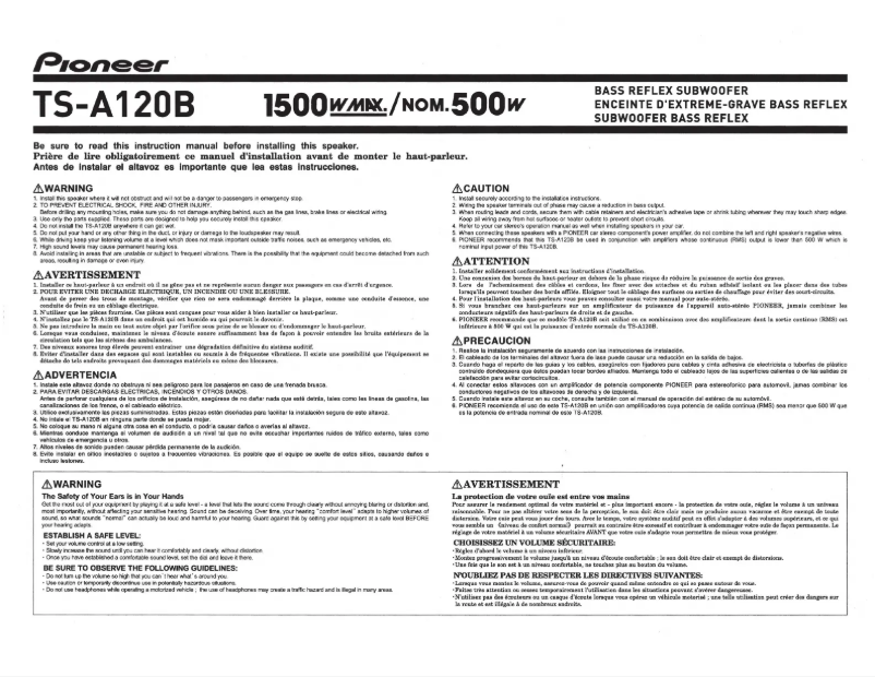 Page 1 de la notice Mode d'emploi Pioneer TS-A120B
