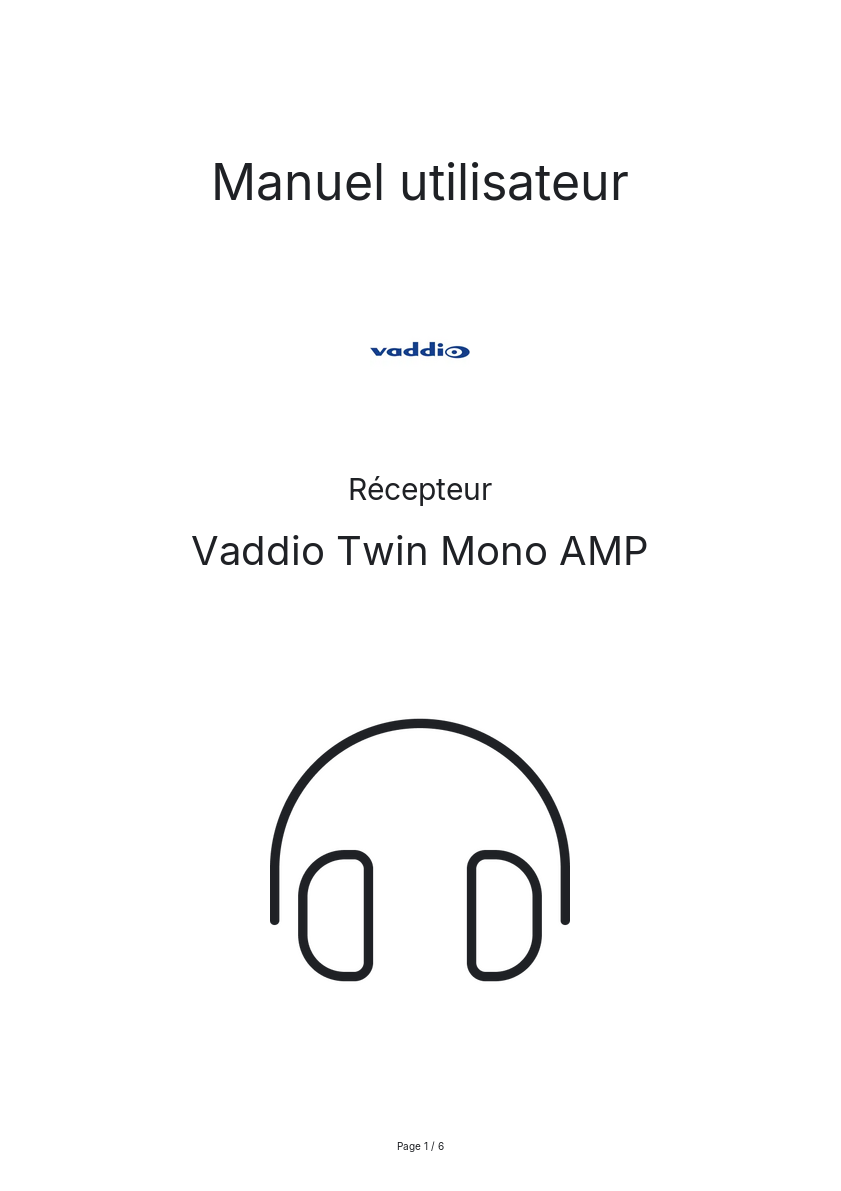 Page n°1 - Manuel utilisateur Vaddio Twin Mono AMP