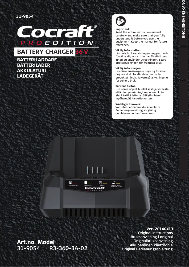 Page n°1 - Manuel utilisateur Cocraft PRO 36 V