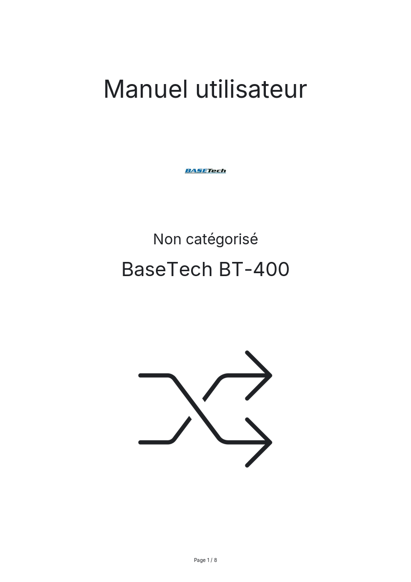 Image de la première page du manuel de l'appareil BT-400