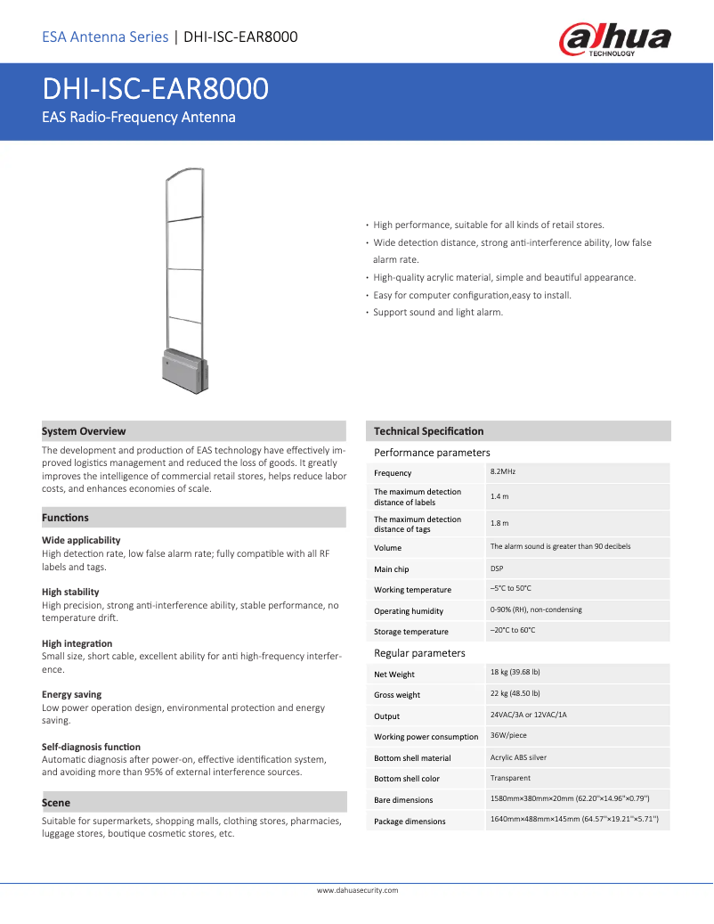 Page n°1 - Manuel utilisateur Dahua Technology ISC-EAR8000-S