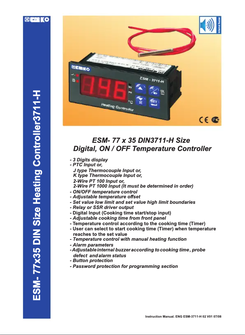 Page n°1 - Manuel utilisateur Emko ESM-3711-H
