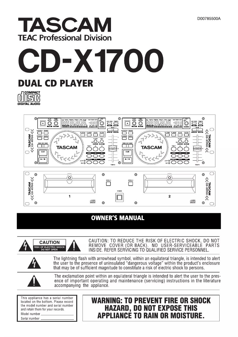 Image de la première page du manuel de l'appareil CD-X1700