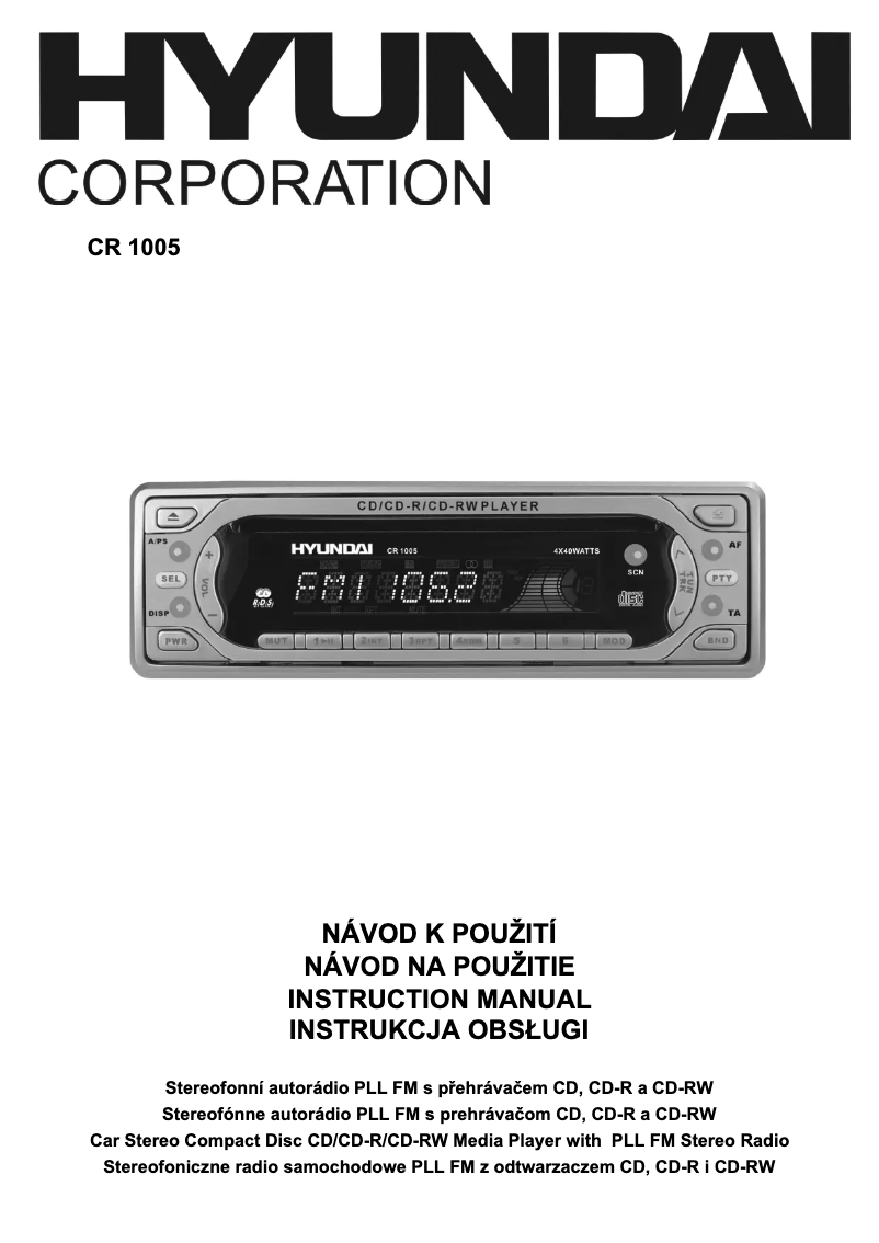 Page n°1 - Manuel utilisateur Hyundai CR 1005