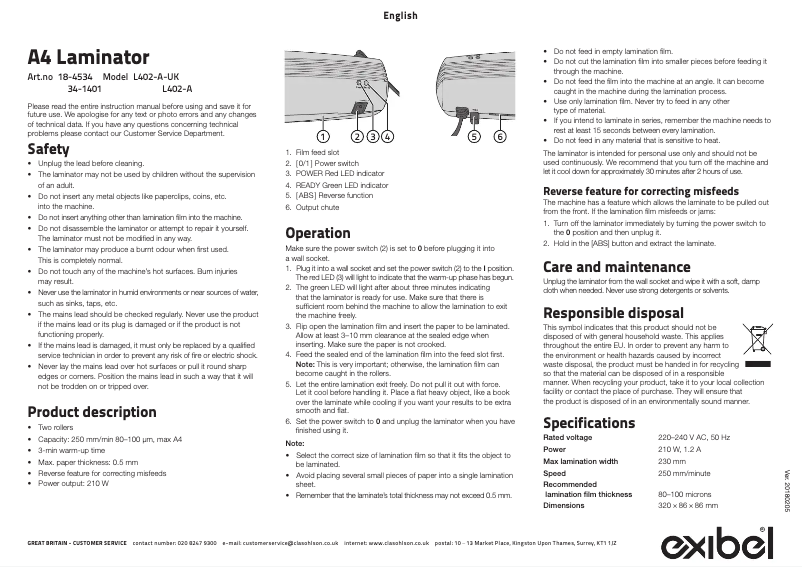 Image de la première page du manuel de l'appareil L402-A
