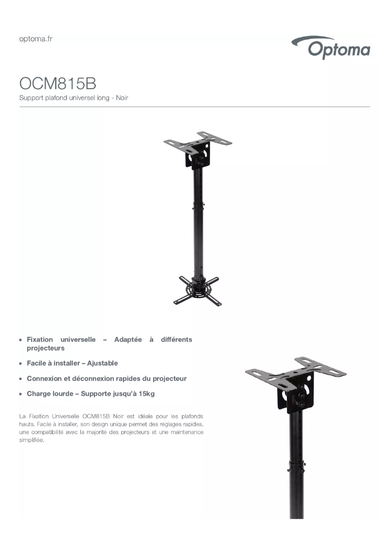 Page n°1 - Fiche technique Optoma OCM815B