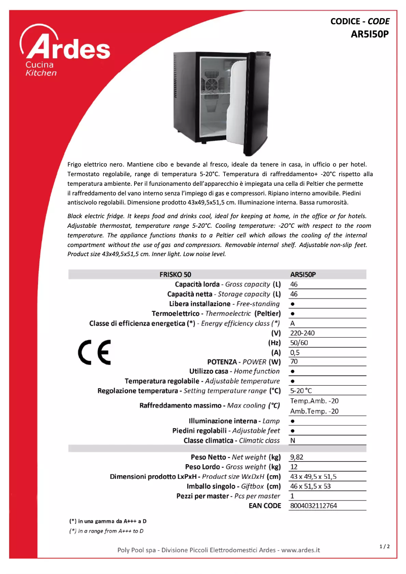 Página 1 del manual Ficha técnica Ardes AR5I50P