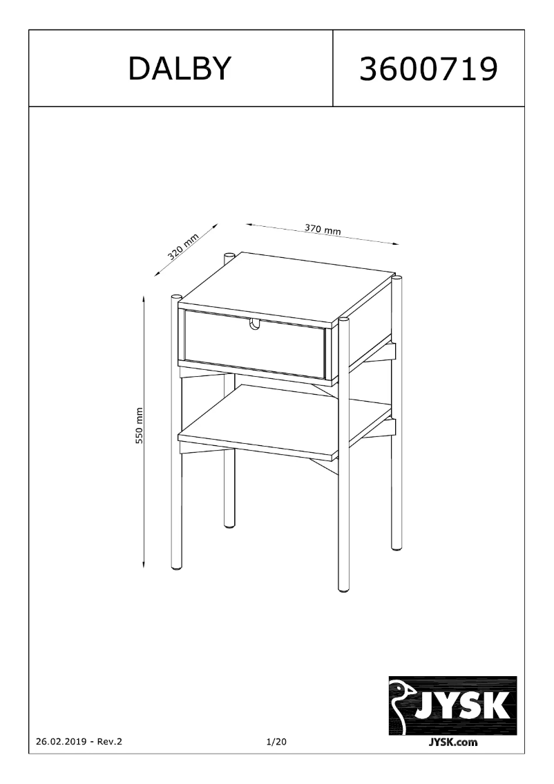 Page 1 de la notice Manuel utilisateur JYSK Dalby