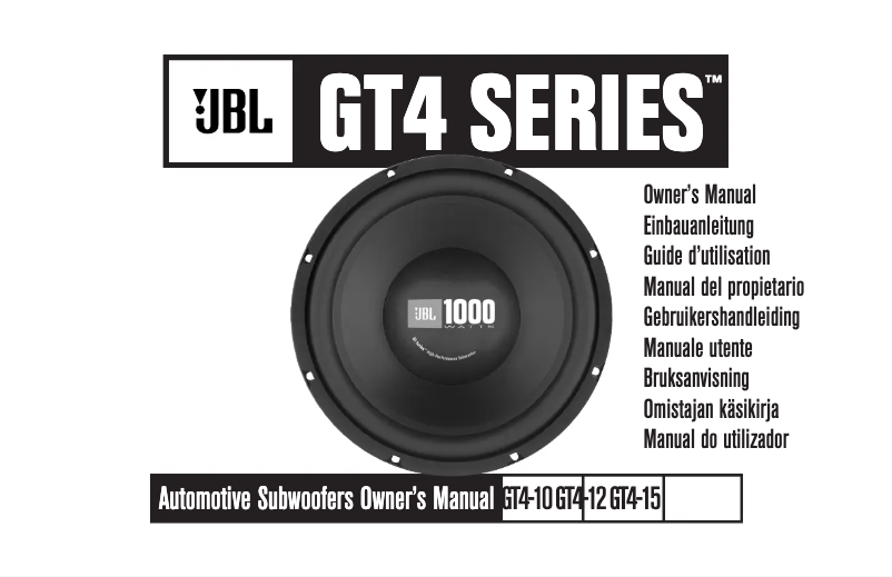 Page 1 de la notice Manuel utilisateur JBL GT4-12