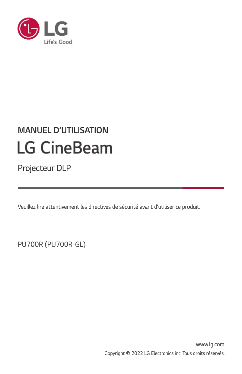Page n°1 - Manuel utilisateur LG CineBeam PU700R