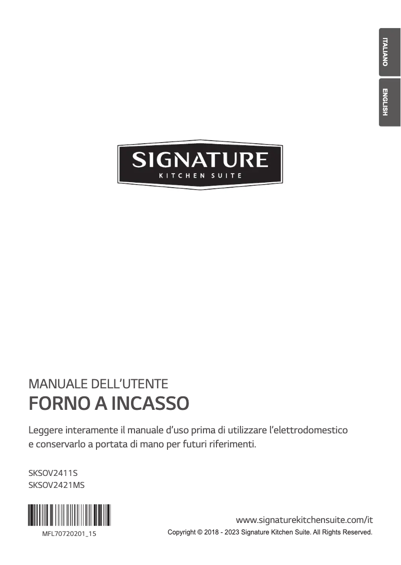 Page 1 de la notice Manuel utilisateur LG SKSOV2421MS