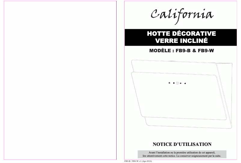 Page n°1 - Manuel utilisateur California FB9-B