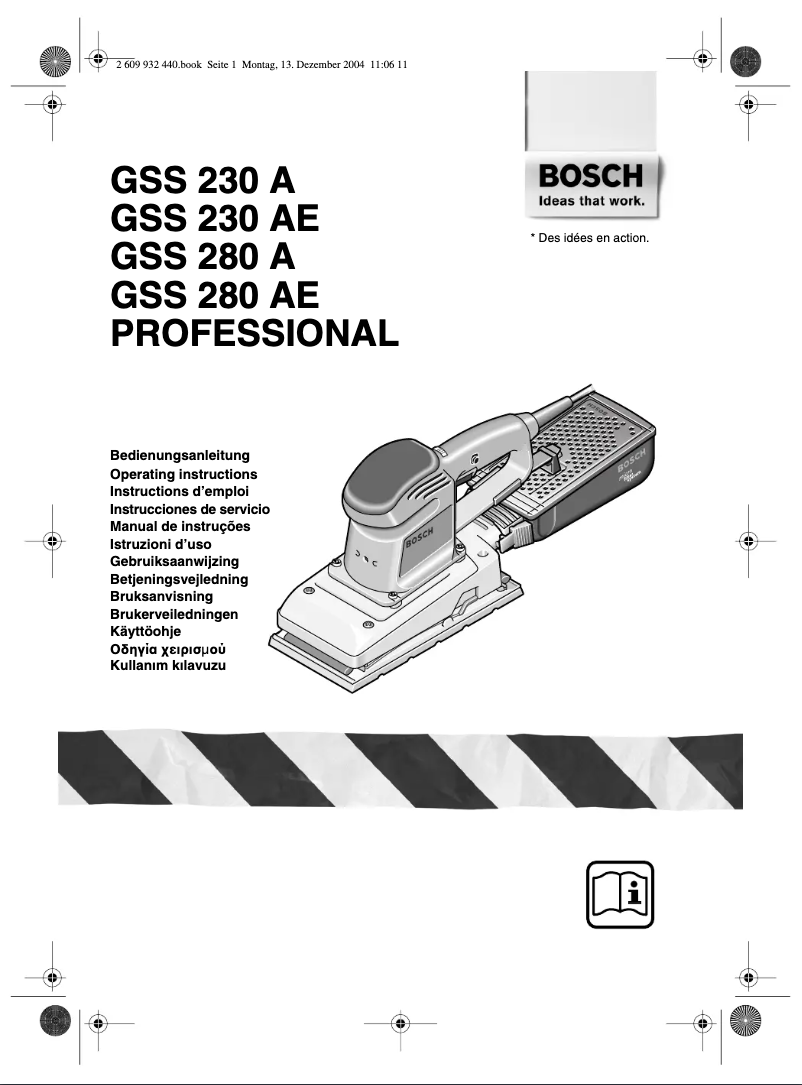 Page 1 de la notice Manuel utilisateur Bosch GSS 280 AE