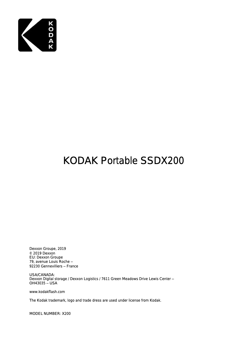 Imagen de la primera página del manual del dispositivo SSDX200