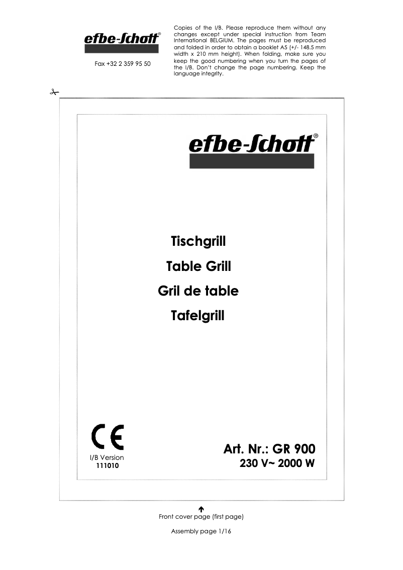 Imagen de la primera página del manual del dispositivo GR 900