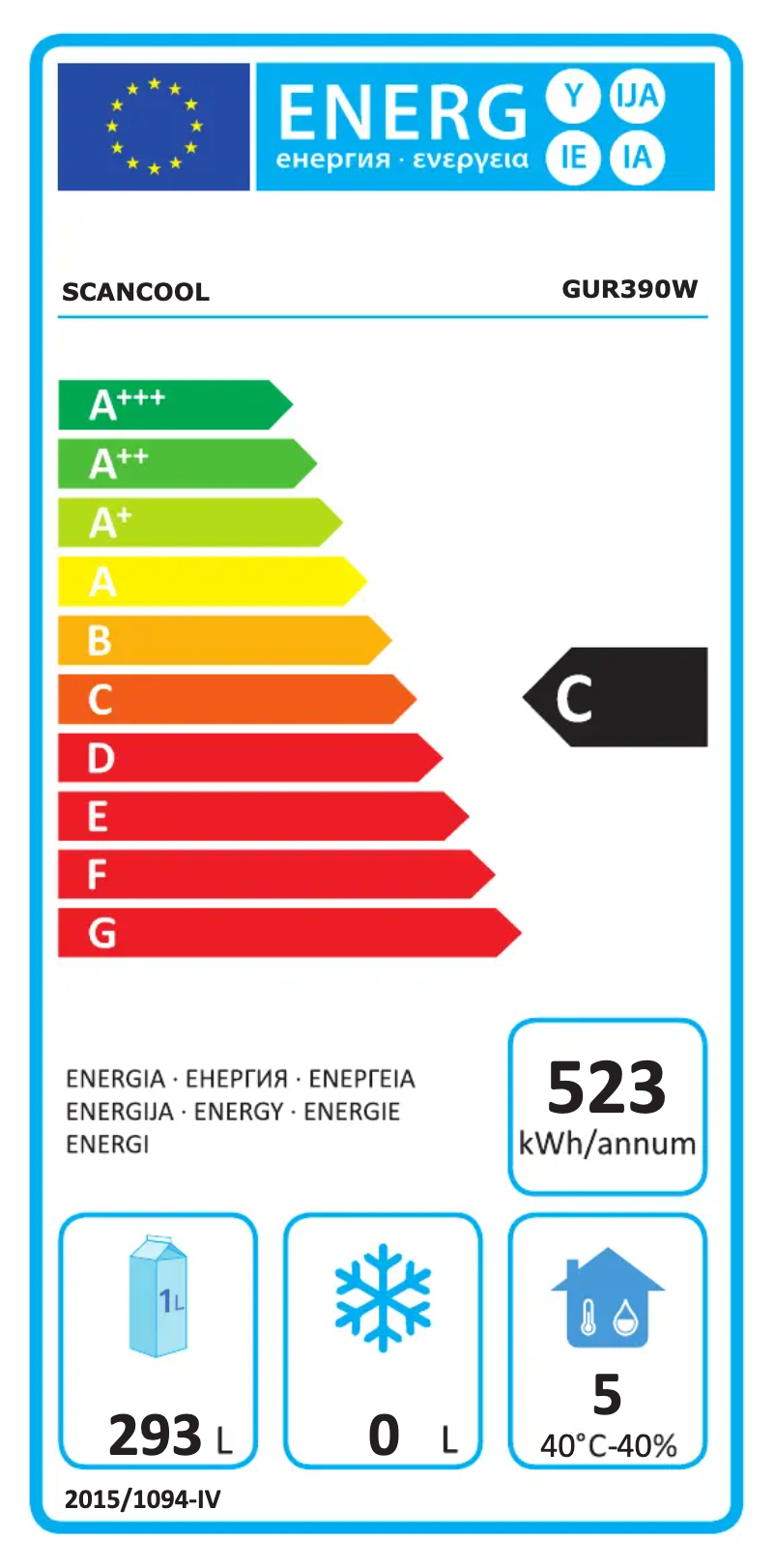 Page n°1 - Label énergétique Scancool GUR390
