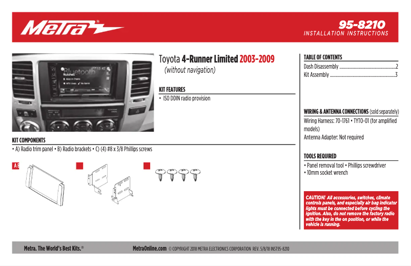 Page n°1 - Manuel utilisateur Metra 95-8210