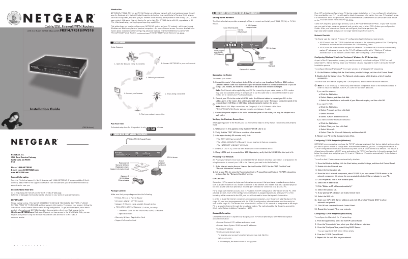 Page n°1 - Guide d'installation Netgear FV318