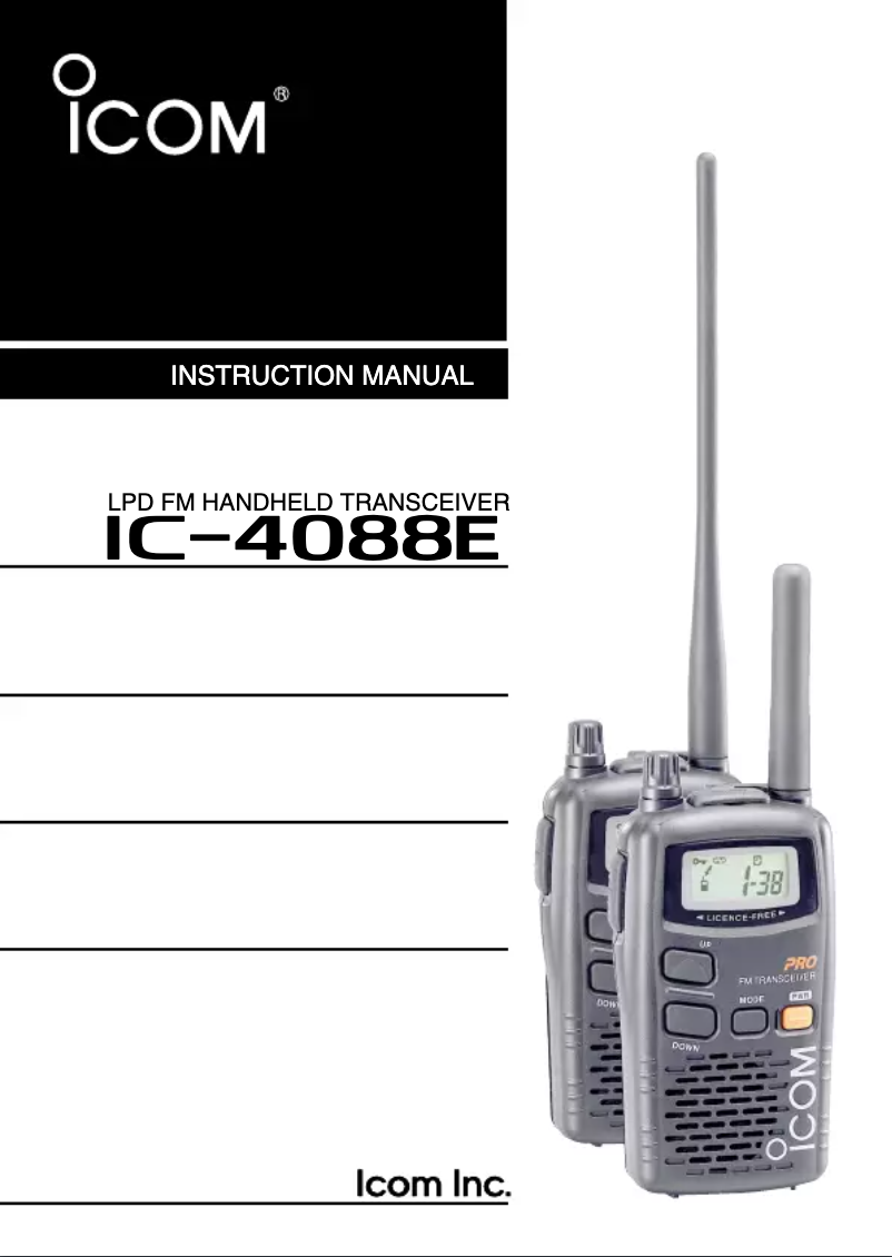 Page n°1 - Manuel utilisateur ICOM IC-4088E