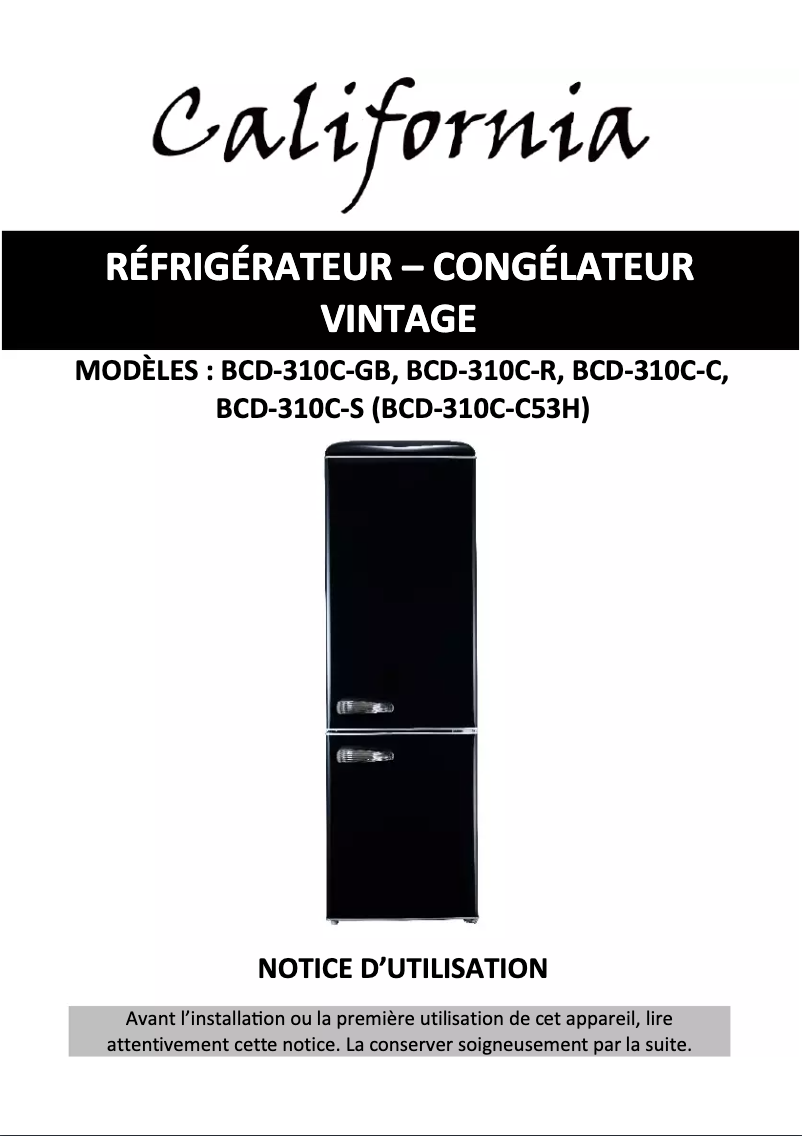 Image de la première page du manuel de l'appareil BCD-310C