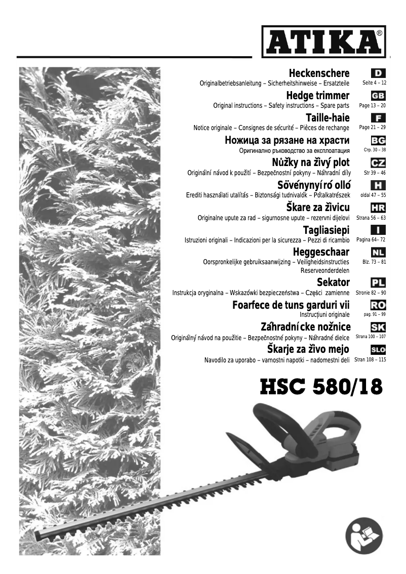 Page n°1 - Manuel utilisateur ATIKA HSC 580/18