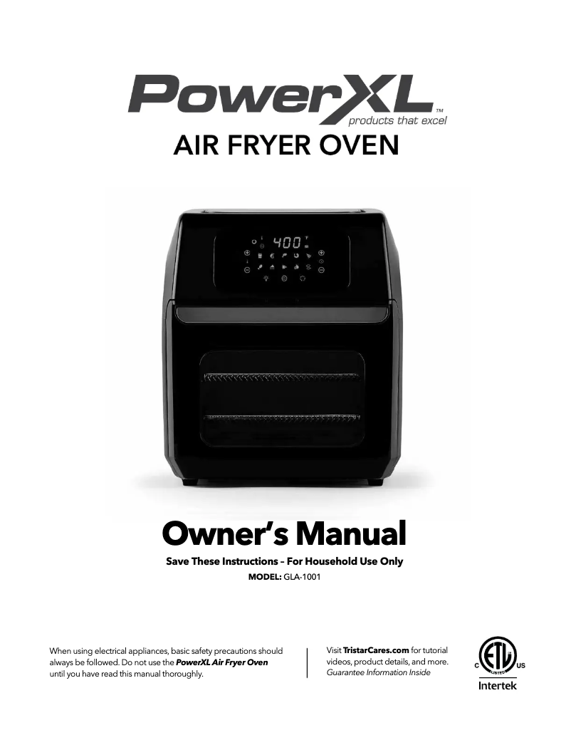 Page 1 de la notice Manuel utilisateur PowerXL Air Fryer Oven GLA-1001