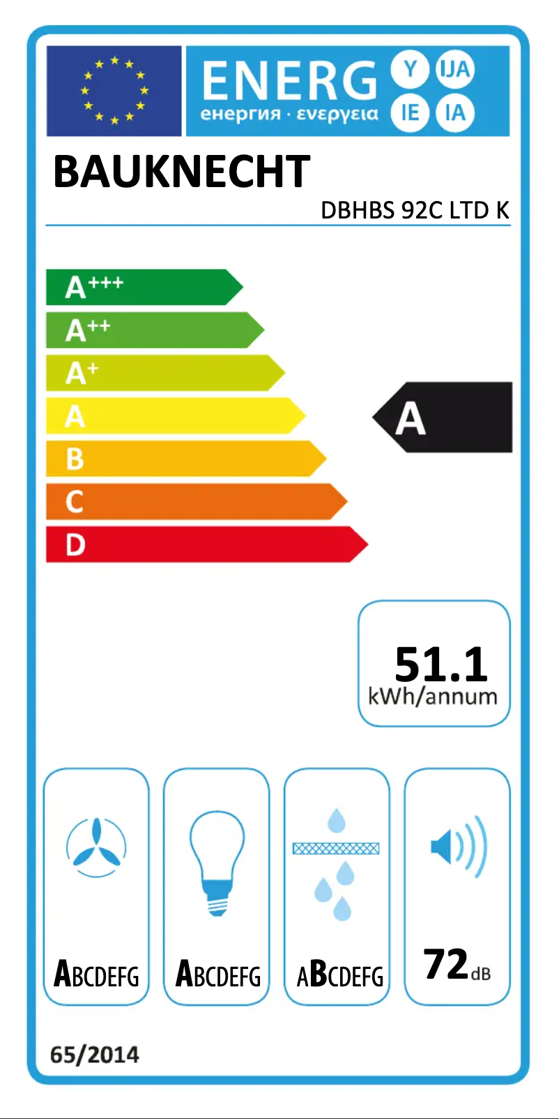 Page n°1 - Label énergétique Bauknecht DBHBS 92C LTD K