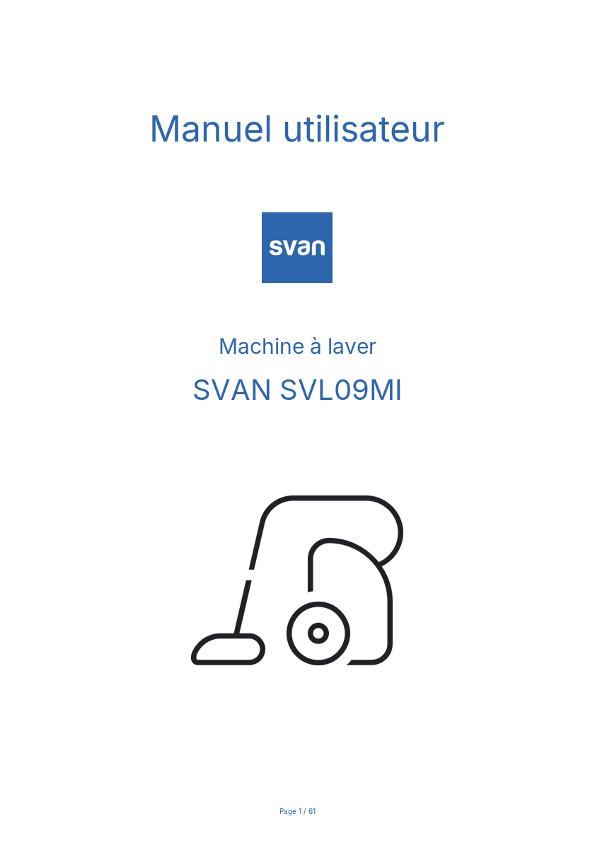 Image de la première page du manuel de l'appareil SVL09MI