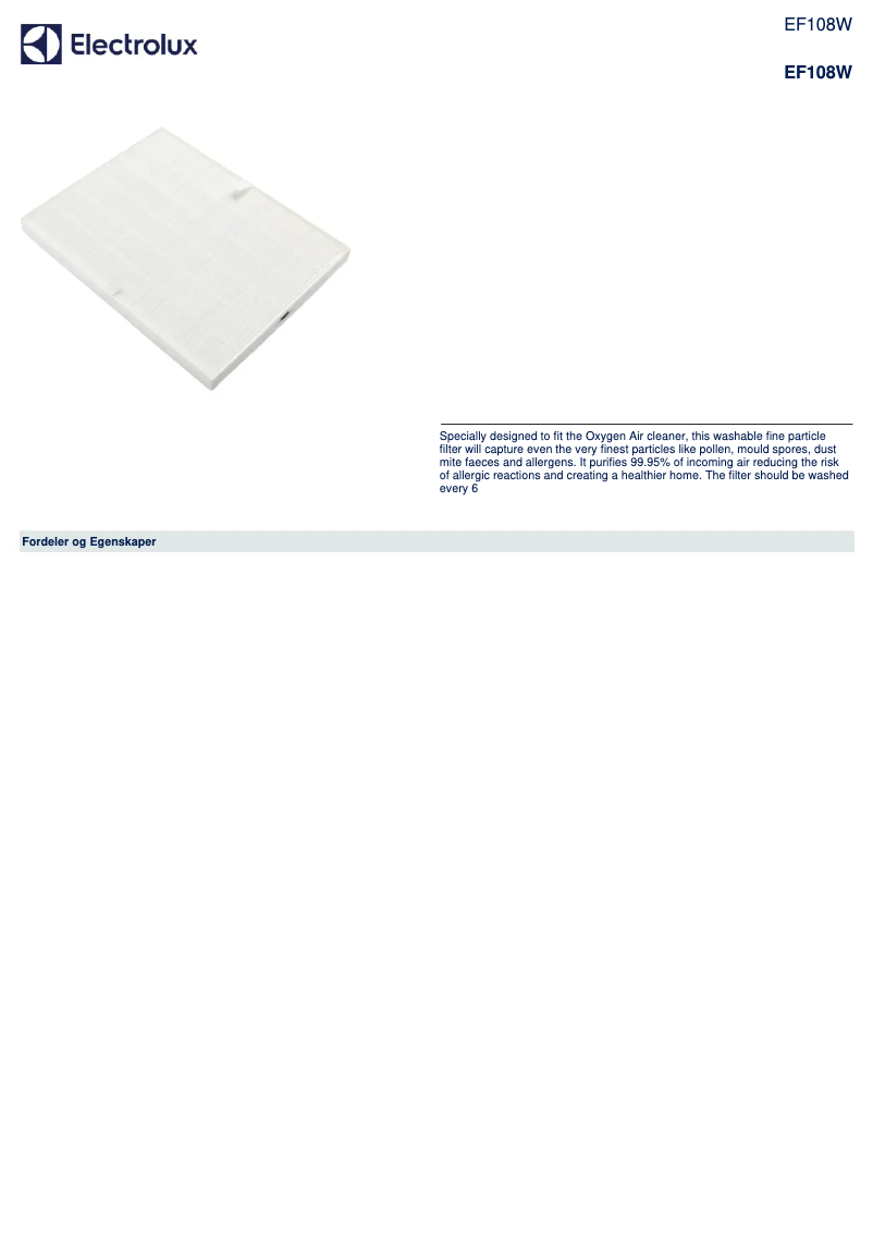 Page n°1 - Brochure Electrolux EF108W