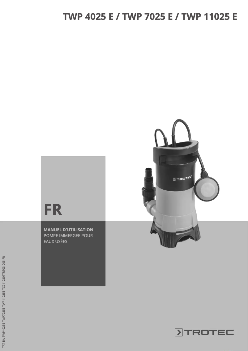 Page 1 de la notice Manuel utilisateur Trotec TWP 11025 E