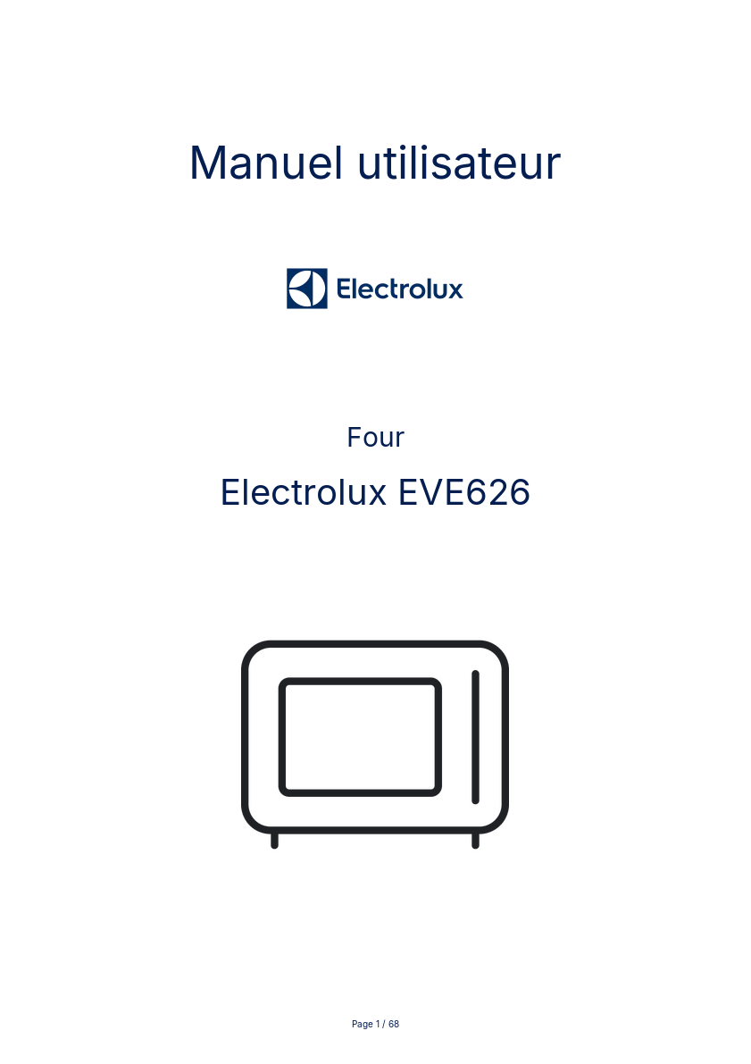 Page n°1 - Manuel utilisateur Electrolux EVE626