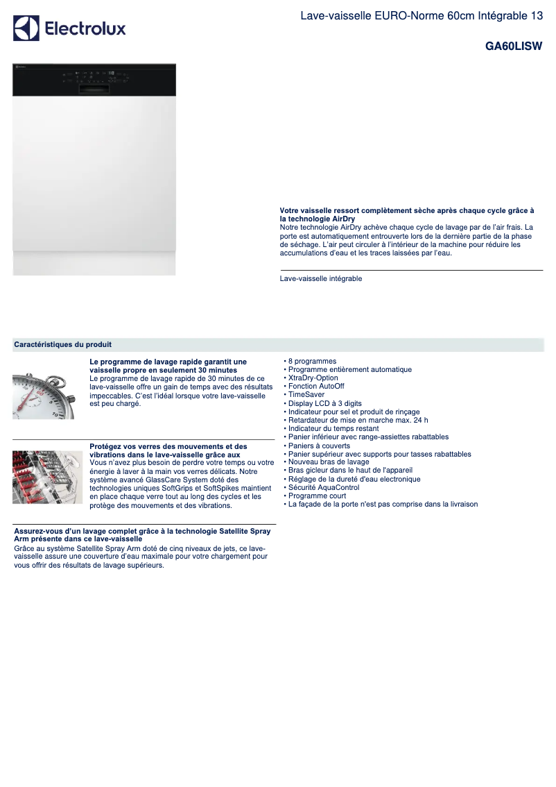 Page n°1 - Fiche technique Electrolux GA60LISW