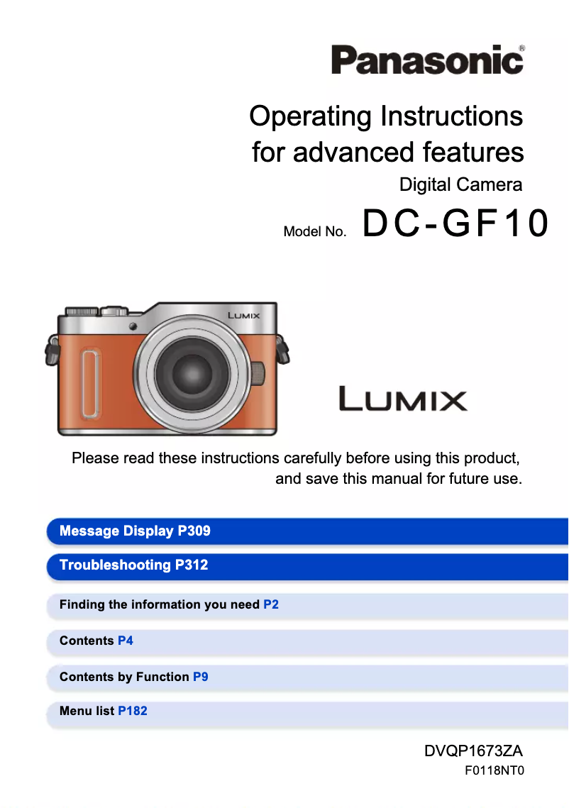 Page 1 de la notice Manuel utilisateur Panasonic Lumix DC-GF10