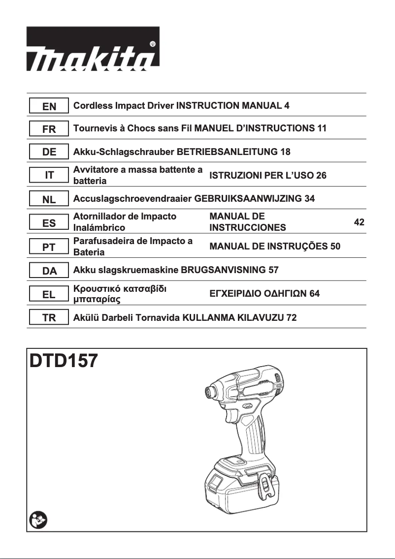 Page n°1 - Manuel utilisateur Makita DTD157RTJ