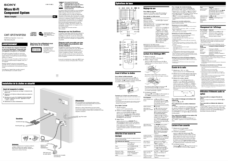 Página 1 del manual Manual de usuario Sony CMT-SPZ70