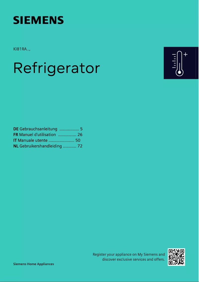 Page 1 de la notice Manuel utilisateur Siemens KI81RADD0