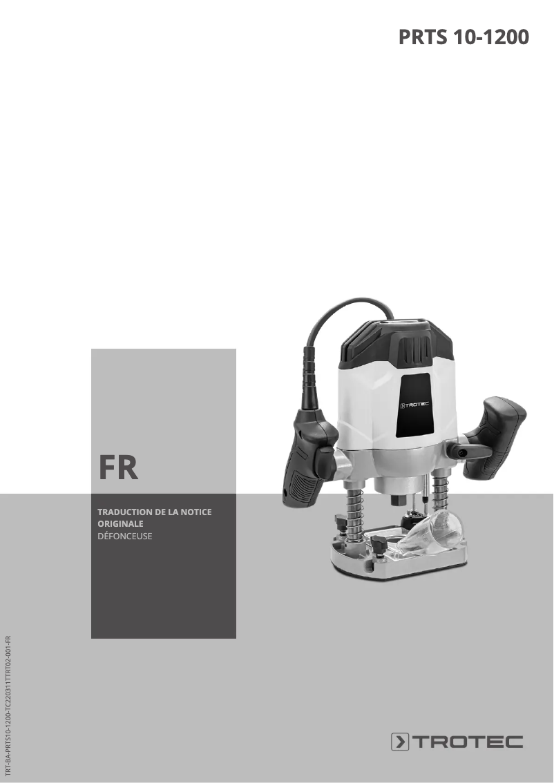 Page 1 de la notice Manuel utilisateur Trotec PRTS 10-1200