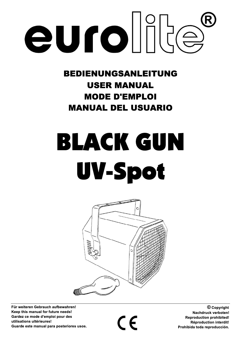 Image de la première page du manuel de l'appareil Black Gun UV Spot