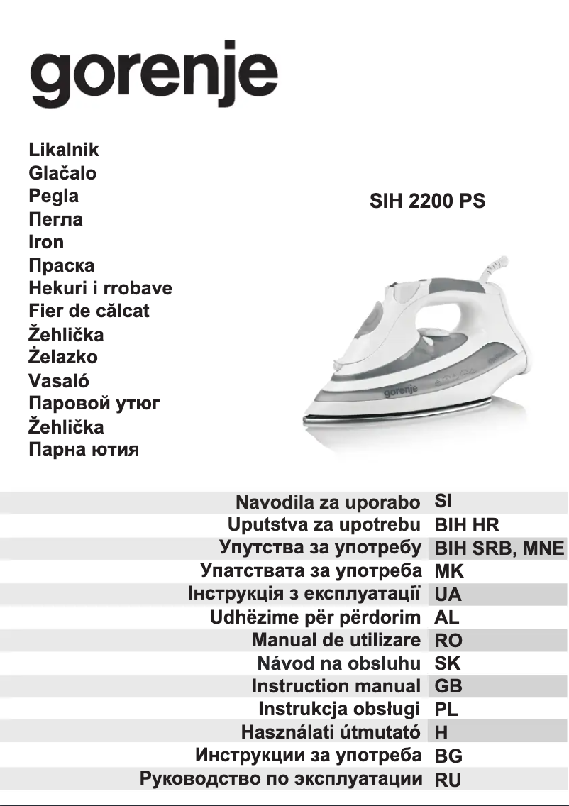 Page n°1 - Manuel utilisateur Gorenje SIH 2200PS