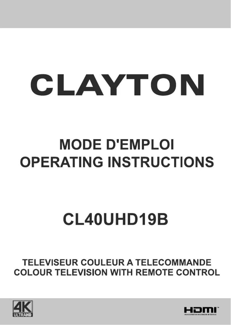 Page 1 de la notice Manuel utilisateur Clayton CL40UHD19B