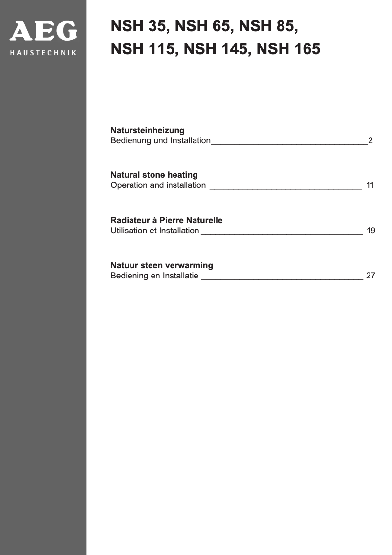 Página 1 del manual Manual de usuario AEG NSH 165