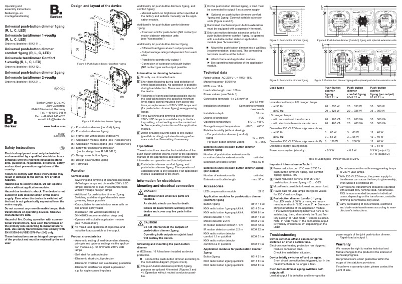 Page n°1 - Manuel utilisateur Hager 85422101